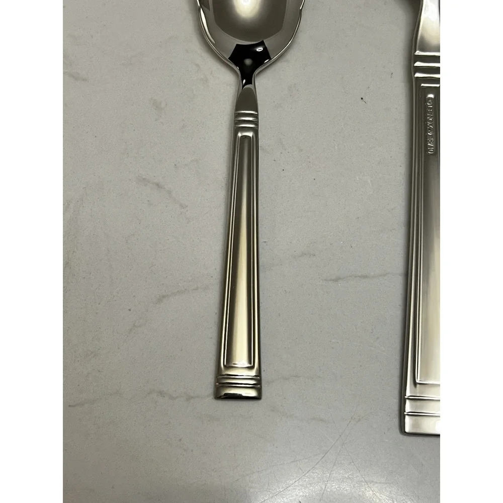Lenox Stainless  Flatware Esquire Serving Spoons Sugar Shell Serving Set Hostess